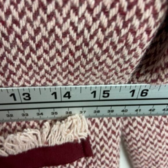 Cynthia Rowley Tweed Blazer Jacket Red Size Small Retro Fringe Bohemian Knit S - Picture 13 of 15